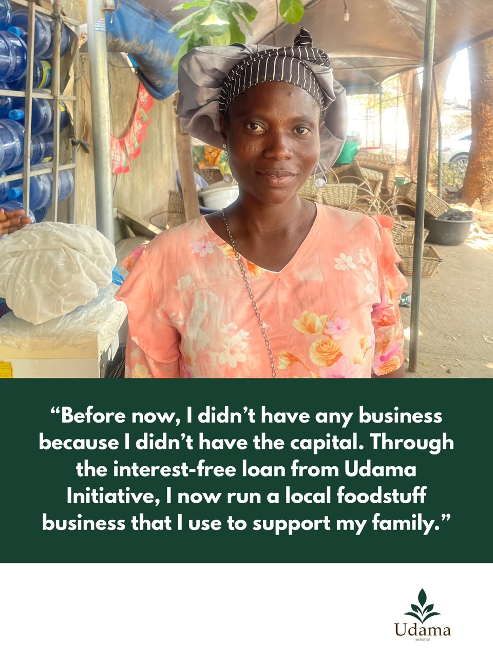 Foodstuff business owner supported by Udama Initiative